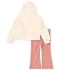 Color:Red Stardust - Image 3 - Baby Girls 12-24 Months Long Sleeve Home Swoosh Home Hoodie & Coordinating Flare-Leg Pant Set