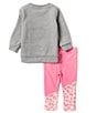 Color:Pinksicle - Image 3 - Baby Girls 12-24 Months Long Sleeve Sueded Fleece Sweatshirt & Stretch Jersey Leggings Set