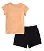 Color:Black - Image 3 - Baby Girls 12-24 Months Short-Sleeve Just Do It/Floral T-Shirt & Solid Skort Set