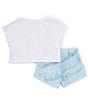 Color:Glacier Blue/White - Image 2 - Baby Girls 12-24 Months Short Sleeve Prep In Your Step T-Shirt & Tempo Shorts Set