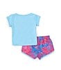 Color:Playful Pink - Image 2 - Baby Girls 12-24 Months Short Sleeve Solid Logo Interlock T-Shirt & Printed Microfiber Shorts Set