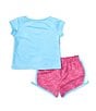 Color:Playful Pink - Image 2 - Baby Girls 12-24 Months Short Sleeve Swoosh T-Shirt & Swoosh Print Shorts Set