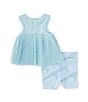 Color:Glacier - Image 2 - Baby Girls 12-24 Months Sleeveless Prep In Your Step Tank Top & Tie-Dye Biker Shorts Set