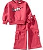 Nike Baby Girls Essentials Crew Neck Pullover & Cargo Pants Set, Color:Sweet Pink - Image 1