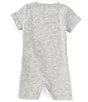 Color:Grey Heather - Image 2 - Baby Girls Newborn-9 Months Short Sleeve Logo Heart Graphic Romper
