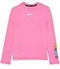 Color:Playful Pink - Image 1 - Big Girls 7-16 Long Sleeve Charms Rashguard T-Shirt