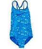 Color:Photo Blue - Image 1 - Big Girls 7-16 T-Crossback One Piece Swimsuit