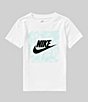 Color:White - Image 1 - Little Boys 2T-7 Short Sleeve Brandmark Square Basic T-Shirt