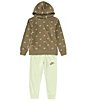 Color:Honyedew - Image 3 - Little Boys 2T-7 Long-Sleeve All-Over Club Pull-Over Hoodie & Jogger Pants Set
