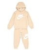 Color:Sand - Image 1 - Little Boys 2T-7 Long Sleeve Club Fleece Hoodie and Jogger Pants Set