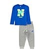 Nike Little Boys Long Sleeve Retro Fader T-Shirt & Jogger Pants 2-Piece Set, Color:Blue/Grey - Image 1