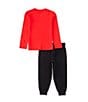 Nike Little Boys Long Sleeve Retro Fader T-Shirt & Jogger Pants 2-Piece Set, Color:Red/Black - Image 2