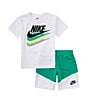 Color:Stadium Green - Image 1 - Little Boys 2T-7 Short Sleeve Colorblock Graphic T-Shirt & Short Set