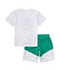Color:Stadium Green - Image 2 - Little Boys 2T-7 Short Sleeve Colorblock Graphic T-Shirt & Short Set