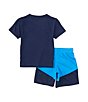 Color:Midnight - Image 2 - Little Boys 2T-7 Short Sleeve Colorblock Graphic T-Shirt & Short Set