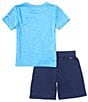 Color:Blue - Image 2 - Little Boys 2T-7 Short Sleeve Dri-FIT Graphic T-Shirt and Shorts Set