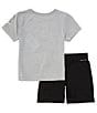 Color:Grey/Black - Image 2 - Little Boys 2T-7 Short Sleeve Dri-FIT Graphic T-Shirt and Shorts Set