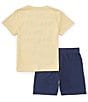 Color:Navy - Image 2 - Little Boys 2T-7 Short Sleeve Dri-FIT Sportball T-Shirt and Shorts Set