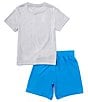 Color:Blue/Gray - Image 2 - Little Boys 2T-7 Short Sleeve Dri-FIT Sportball T-Shirt and Shorts Set