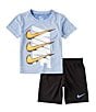 Color:Blue - Image 1 - Little Boys 2T-7 Short Sleeve Dropset Jersey T-Shirt & Double Knit Shorts Set