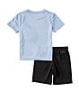 Color:Blue - Image 2 - Little Boys 2T-7 Short Sleeve Dropset Jersey T-Shirt & Double Knit Shorts Set