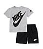 Color:Black - Image 1 - Little Boys 2T-7 Short Sleeve Futura T-Shirt & Shorts Set