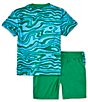 Color:Stadium Green - Image 2 - Little Boys 2T-7 Short Sleeve Graphic Paint Printed T-Shirt & Short Set