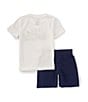 Color:Midnight Navy - Image 2 - Little Boys 2T-7 Short Sleeve Just Do It Jersey T-Shirt & Coordinating French Terry Shorts Set