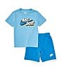 Color:Light Photo Blue - Image 1 - Little Boys 2T-7 Short Sleeve Just Do It Jersey T-Shirt & Coordinating French Terry Shorts Set