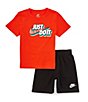 Color:Black - Image 1 - Little Boys 2T-7 Short Sleeve Just Do It Jersey T-Shirt & Coordinating French Terry Shorts Set