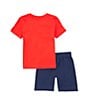 Color:Navy - Image 2 - Little Boys 2T-7 Short Sleeve Just Do It Logo T-Shirt & Coordinating Logo Shorts Set