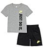 Color:Black - Image 3 - Little Boys 2T-7 Short Sleeve Just Do It Logo T-Shirt & Coordinating Logo Shorts Set