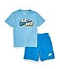 Color:Blue - Image 1 - Little Boys 2T-7 Short Sleeve Just Do It T-Shirt & Shorts Set