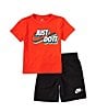Color:Black - Image 1 - Little Boys 2T-7 Short Sleeve Just Do It T-Shirt & Shorts Set