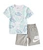 Color:Dark Grey - Image 1 - Little Boys 2T-7 Short Sleeve New Toss T-Shirt & Sueded French Terry Shorts Set