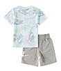 Color:Dark Grey - Image 2 - Little Boys 2T-7 Short Sleeve New Toss T-Shirt & Sueded French Terry Shorts Set