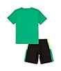 Color:Green/Black - Image 2 - Little Boys 2T-7 Short Sleeve NK DK Icon Mesh T-Shirt & Short Set