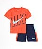 Color:Midnight - Image 1 - Little Boys 2T-7 Short Sleeve NK DK Icon Mesh T-Shirt & Short Set