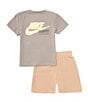 Color:Hemp - Image 1 - Little Boys 2T-7 Short Sleeve Paint T-Shirt & Short Set