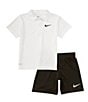 Nike Little Boys Short Sleeve Polo Shirt & Coordinating Shorts Set, Color:Cargo - Image 1