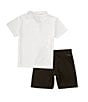 Color:Cargo Khaki - Image 2 - Little Boys 2T-7 Short Sleeve Polo Shirt & Coordinating Shorts Set