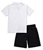 Color:White/Black - Image 2 - Little Boys 2T-7 Short Sleeve Polo Shirt & Coordinating Shorts Set