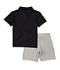 Color:Dark Grey - Image 2 - Little Boys 2T-7 Short Sleeve Polo Shirt & Coordinating Shorts Set