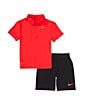 Color:University Red - Image 1 - Little Boys 2T-7 Short Sleeve Polo Shirt & Coordinating Shorts Set