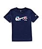 Nike Little Boys 2T-7 Short Sleeve Swoosh Graphic T-Shirt, Color:Navy - Image 1