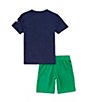 Color:Stadium Green - Image 2 - Little Boys 2T-7 Split Futura Short Sleeve Jersey T-Shirt & Tricot Shorts Set