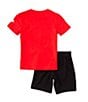 Color:Black/University Red/White - Image 2 - Little Boys 2T-7 Split Futura Short Sleeve Jersey T-Shirt & Tricot Shorts Set