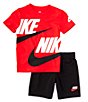 Color:Black/University Red/White - Image 3 - Little Boys 2T-7 Split Futura Short Sleeve Jersey T-Shirt & Tricot Shorts Set
