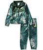 Nike Little Boys Long Sleeve Cloud-Printed/Solid Color Block Tricot Jacket & Matching Jogger Pant Set, Color:Fir Green - Image 1