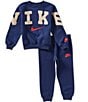 Nike Little Boys Long Sleeve Fleece Crew Top and Jogger Set - Image 2
